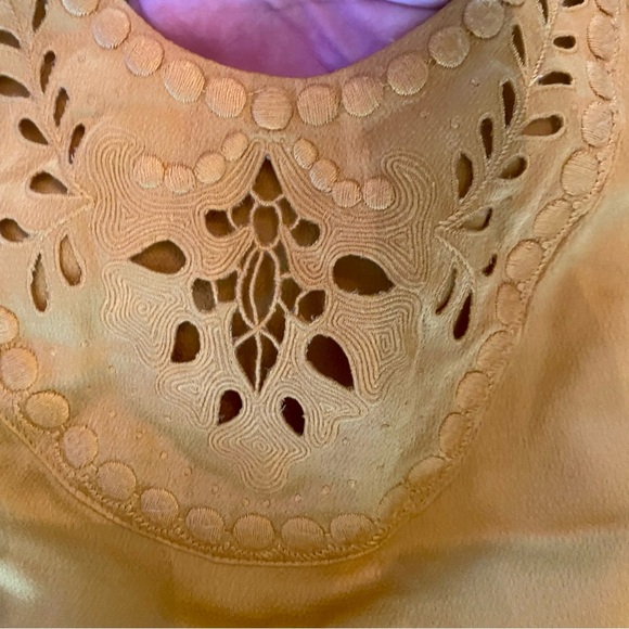 Banana Republic Satin Embroidered Blouse Mustard Size XS - Picture 2 of 7